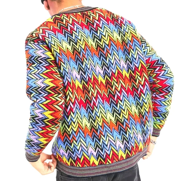 ASOS DESIGN MEN'S KNIT MULTICOLOR SWEATER IN THE CHEVRON PATTERN